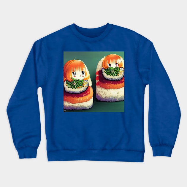 Kawaii Anime Sushi Crewneck Sweatshirt by Grassroots Green